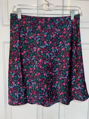 J. Crew Navy Skater Skirt with Pink, Green & Blue Floral Print